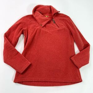 Lole Sweater Womens Large Fleece Pullover Orange Side Quarter Zip Comfort
